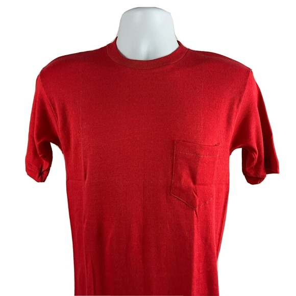 Ego-Trix Vintage 80s Red Pocket T-Shirt Size Large Single Stitch Streetwear - Picture 5 of 9
